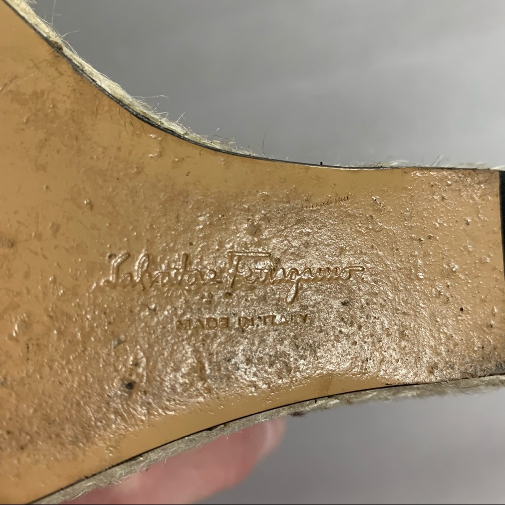 🍔SOLD🍔SALVATORE FERRAGAMO size 10  suede PLATFORM wedge heel ESPADRILLE pumps - Picture 12 of 12